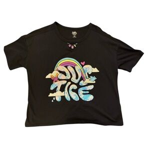 Justice Rainbow Sequin Girl’s Tee with Keyhole and Charms Size L